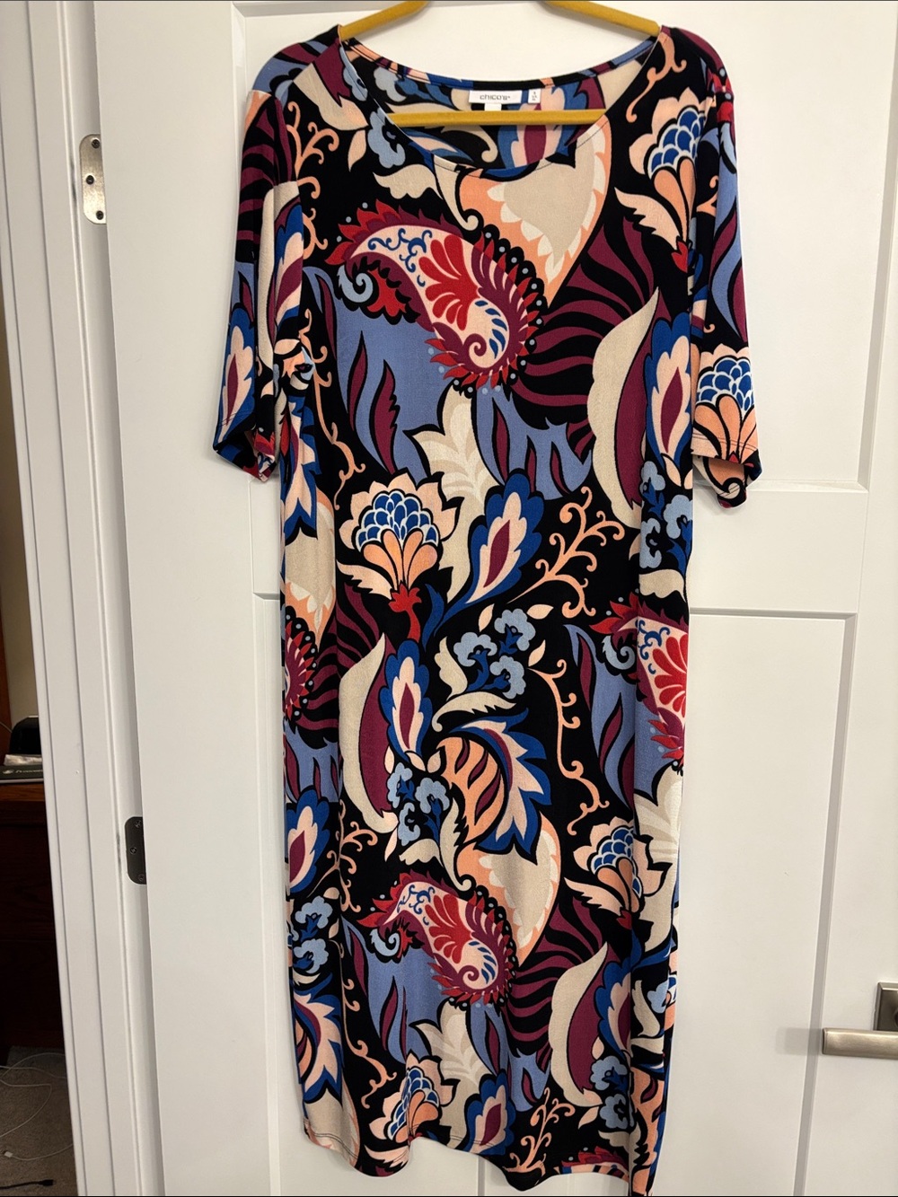Chico's Black Multi Floral-Paisley Midi Dress